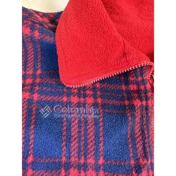 Vintage Columbia REVERSIBLE Pullover- Heavy Made In USA Quarter Zip Red Large - Picture 11 of 16